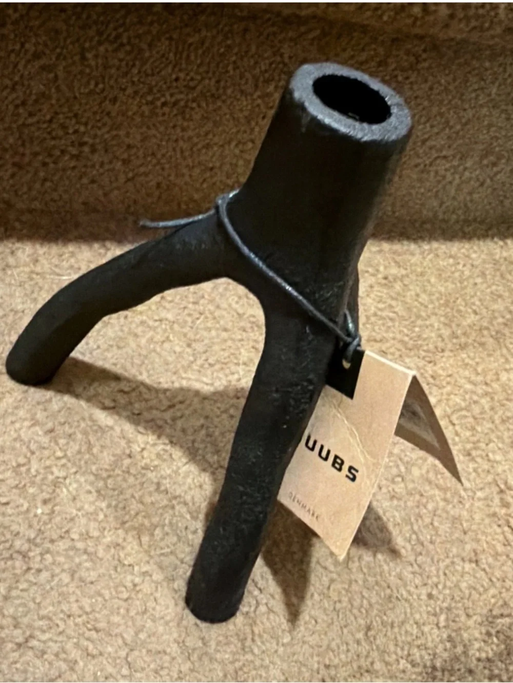 MUUBS AION NEW XL BLACK CAST IRON CANDLE HOLDER SCULPTURAL BRANCH DESIGN Artsy